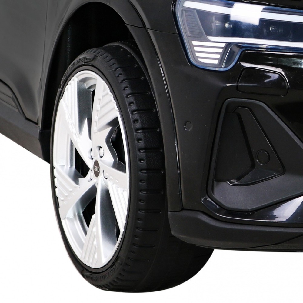JOKO Elektrické autíčko AUDI E-Tron Sportback 4x4, penové kolesá, kožené sedadlo, čierne
