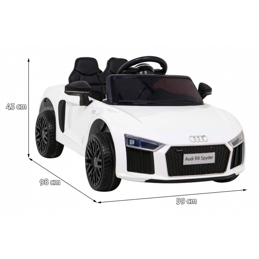 JOKO Elektrické autíčko AUDI R8, penové kolesá, kožené sedadlo, biele