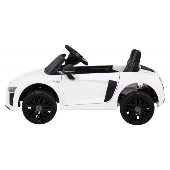 JOKO Elektrické autíčko AUDI R8, penové kolesá, kožené sedadlo, biele