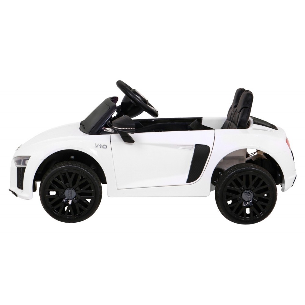 JOKO Elektrické autíčko AUDI R8, penové kolesá, kožené sedadlo, biele