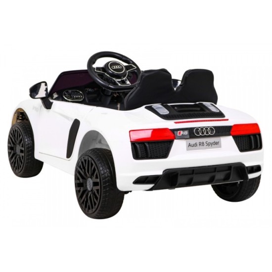 JOKO Elektrické autíčko AUDI R8, penové kolesá, kožené sedadlo, biele