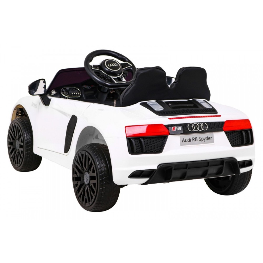 JOKO Elektrické autíčko AUDI R8, penové kolesá, kožené sedadlo, biele