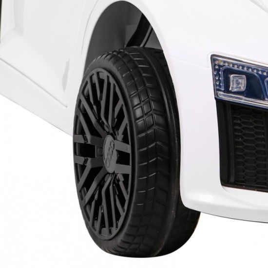 JOKO Elektrické autíčko AUDI R8, penové kolesá, kožené sedadlo, biele