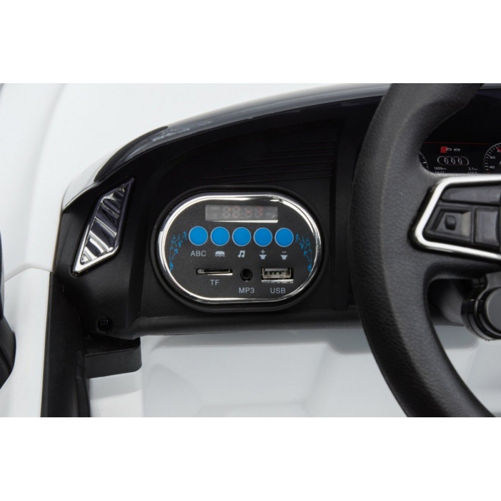 JOKO Elektrické autíčko AUDI R8, penové kolesá, kožené sedadlo, biele