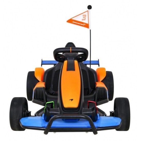 JOKO Elektrická Formula, motokára McLaren Drift, nosnosť 60kg, 2x150W, 24V, penové kolesá, oranžovo-modrá