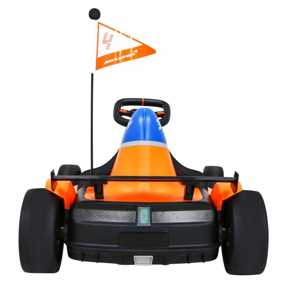 JOKO Elektrická Formula, motokára McLaren Drift, nosnosť 60kg, 2x150W, 24V, penové kolesá, oranžovo-modrá