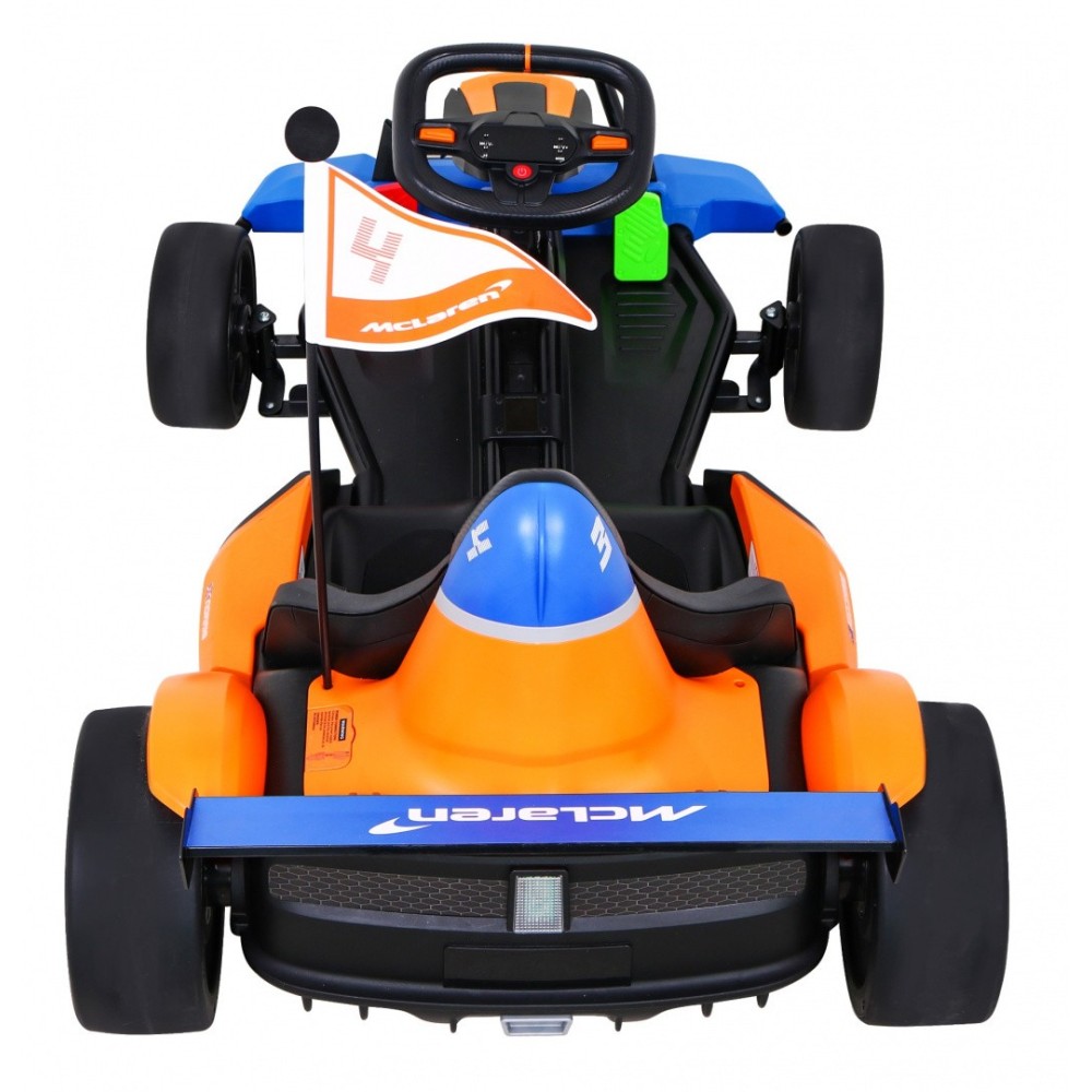 JOKO Elektrická Formula, motokára McLaren Drift, nosnosť 60kg, 2x150W, 24V, penové kolesá, oranžovo-modrá