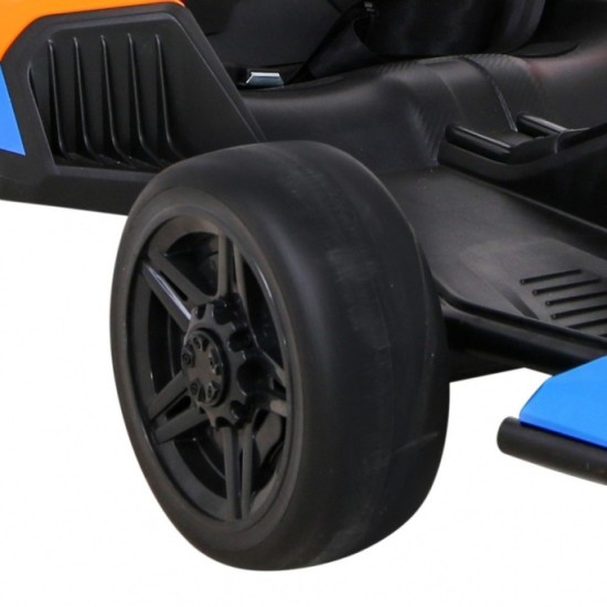 JOKO Elektrická Formula, motokára McLaren Drift, nosnosť 60kg, 2x150W, 24V, penové kolesá, oranžovo-modrá