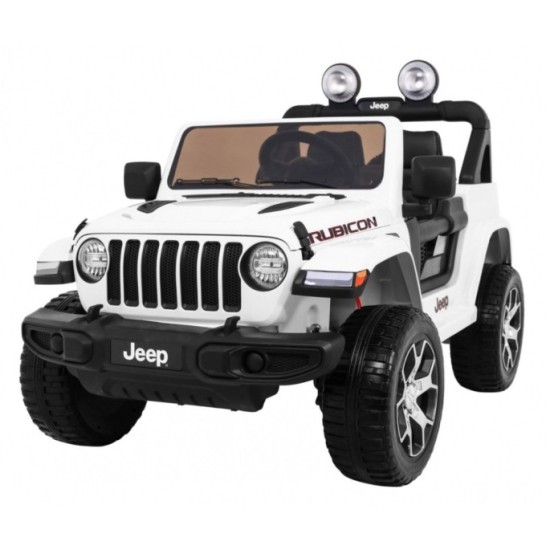 JOKO Elektrické autíčko JEEP Wrangler Rubicon 4x4, penové kolesá, kožené sedadlo, FM rádio, biele