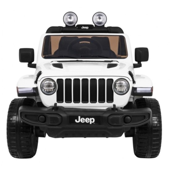JOKO Elektrické autíčko JEEP Wrangler Rubicon 4x4, penové kolesá, kožené sedadlo, FM rádio, biele