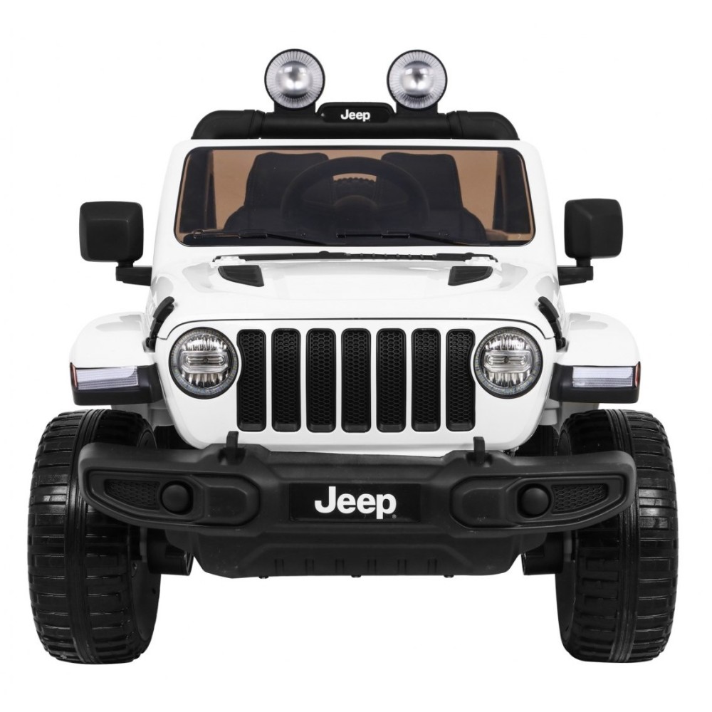 JOKO Elektrické autíčko JEEP Wrangler Rubicon 4x4, penové kolesá, kožené sedadlo, FM rádio, biele