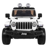 JOKO Elektrické autíčko JEEP Wrangler Rubicon 4x4, penové kolesá, kožené sedadlo, FM rádio, biele