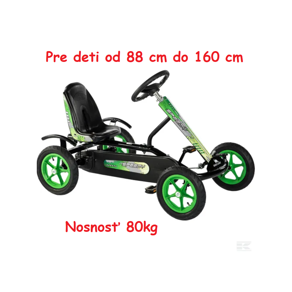 DINO Cars Šľapacia Motokára Speedy BF1, pre deti do 160 cm, nosnosť 80kg, nafukovacie kolesá, čierno-zelená
