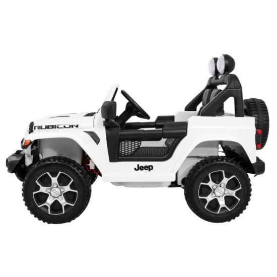 JOKO Elektrické autíčko JEEP Wrangler Rubicon 4x4, penové kolesá, kožené sedadlo, FM rádio, biele