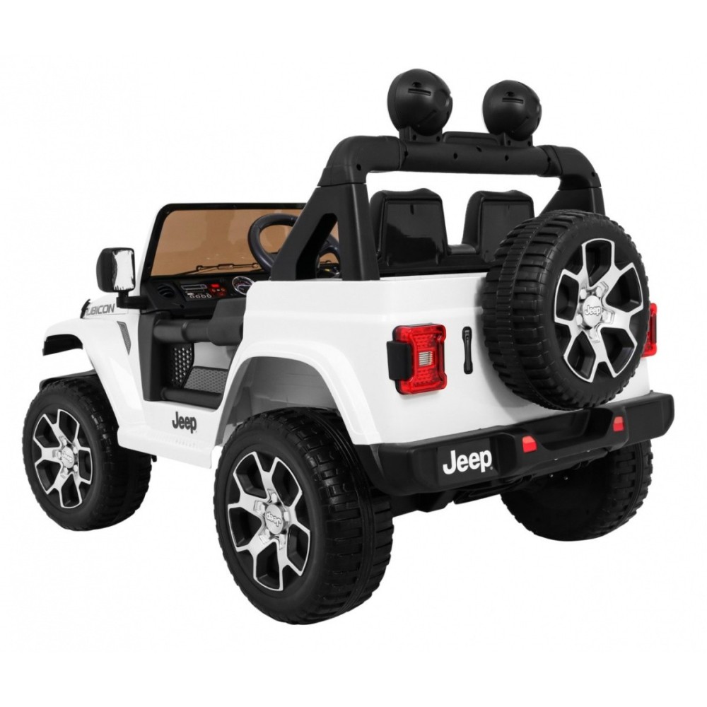 JOKO Elektrické autíčko JEEP Wrangler Rubicon 4x4, penové kolesá, kožené sedadlo, FM rádio, biele