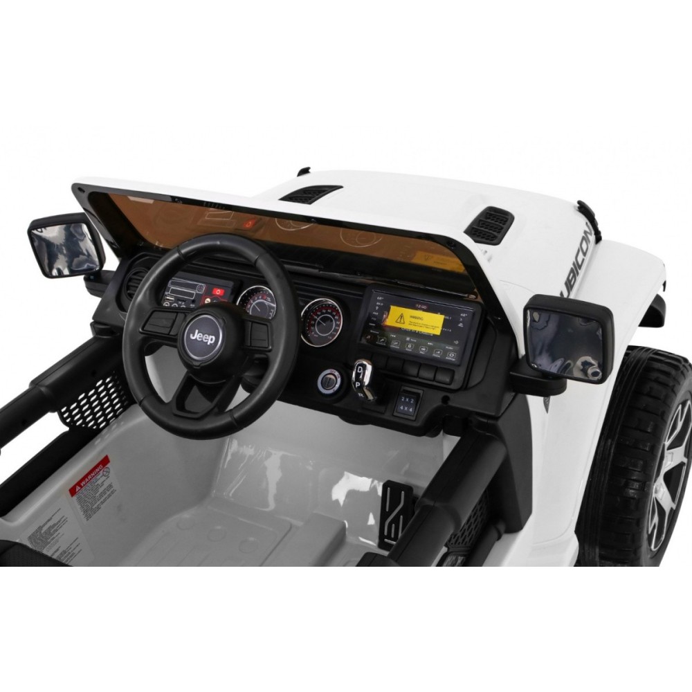 JOKO Elektrické autíčko JEEP Wrangler Rubicon 4x4, penové kolesá, kožené sedadlo, FM rádio, biele