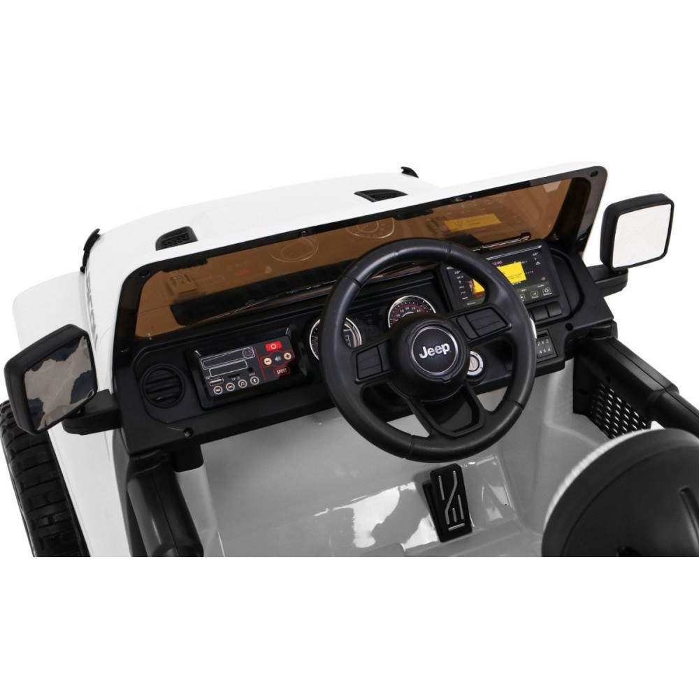 JOKO Elektrické autíčko JEEP Wrangler Rubicon 4x4, penové kolesá, kožené sedadlo, FM rádio, biele