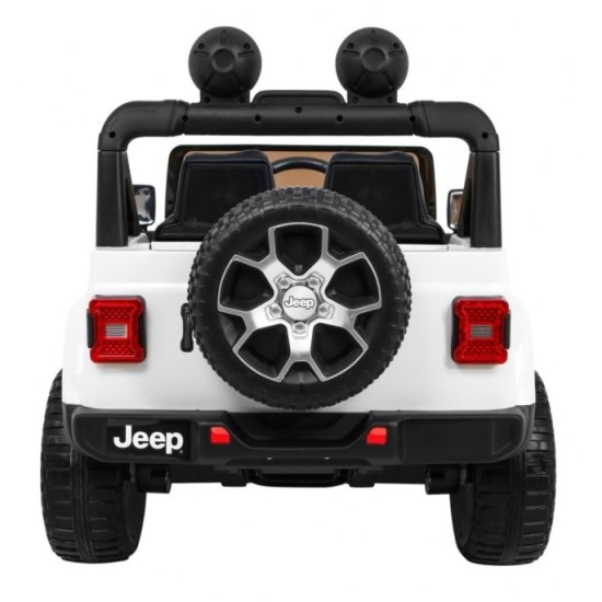 JOKO Elektrické autíčko JEEP Wrangler Rubicon 4x4, penové kolesá, kožené sedadlo, FM rádio, biele