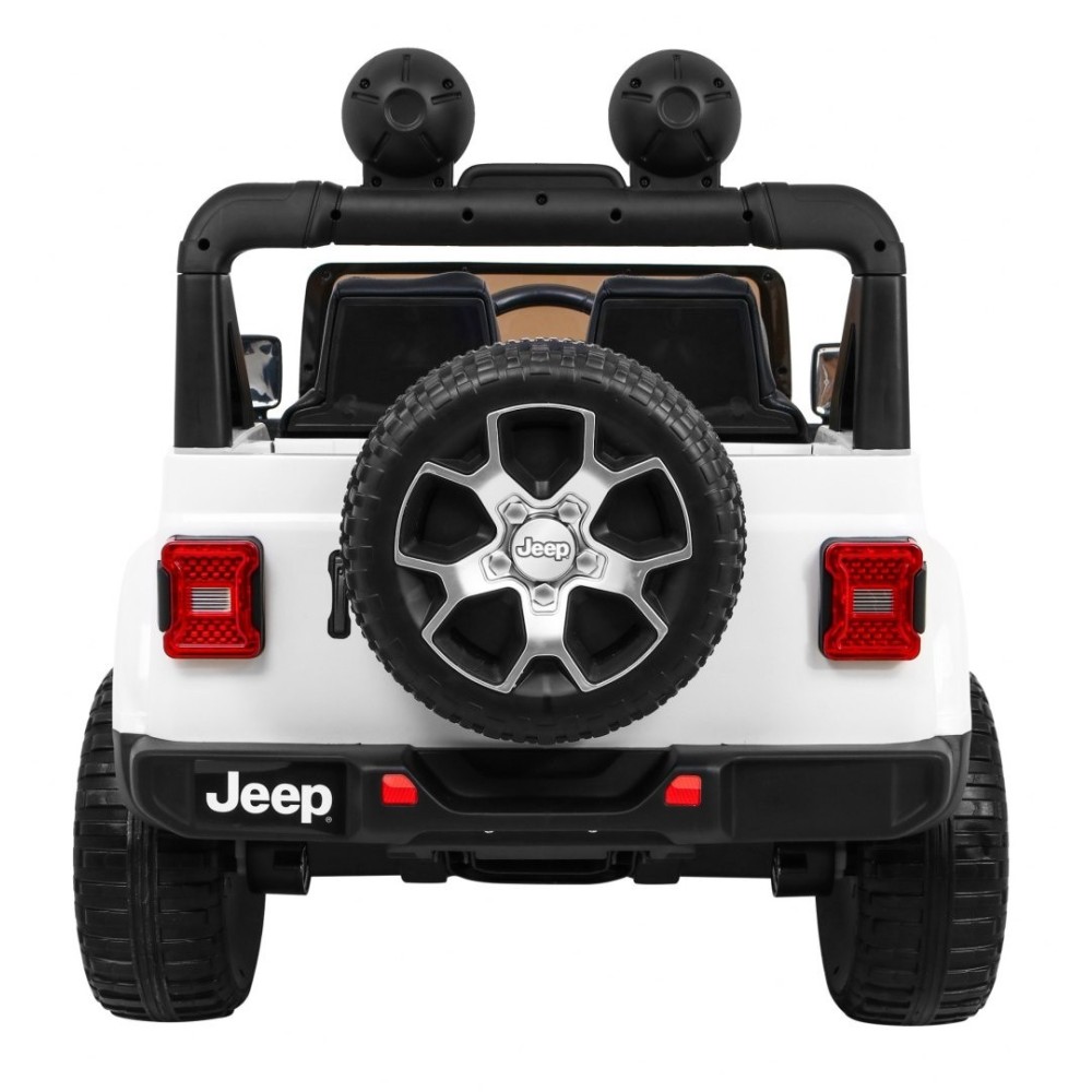 JOKO Elektrické autíčko JEEP Wrangler Rubicon 4x4, penové kolesá, kožené sedadlo, FM rádio, biele