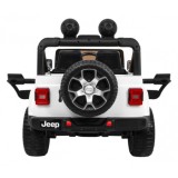 JOKO Elektrické autíčko JEEP Wrangler Rubicon 4x4, penové kolesá, kožené sedadlo, FM rádio, biele