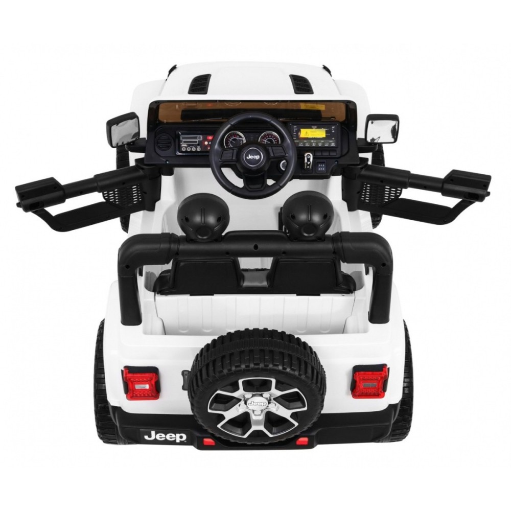 JOKO Elektrické autíčko JEEP Wrangler Rubicon 4x4, penové kolesá, kožené sedadlo, FM rádio, biele