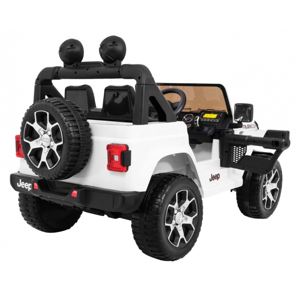 JOKO Elektrické autíčko JEEP Wrangler Rubicon 4x4, penové kolesá, kožené sedadlo, FM rádio, biele