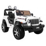 JOKO Elektrické autíčko JEEP Wrangler Rubicon 4x4, penové kolesá, kožené sedadlo, FM rádio, biele