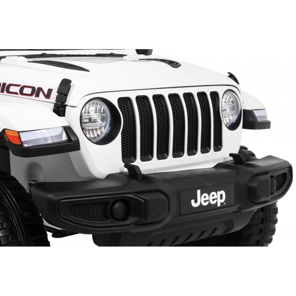 JOKO Elektrické autíčko JEEP Wrangler Rubicon 4x4, penové kolesá, kožené sedadlo, FM rádio, biele