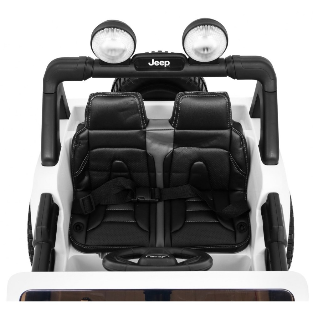 JOKO Elektrické autíčko JEEP Wrangler Rubicon 4x4, penové kolesá, kožené sedadlo, FM rádio, biele