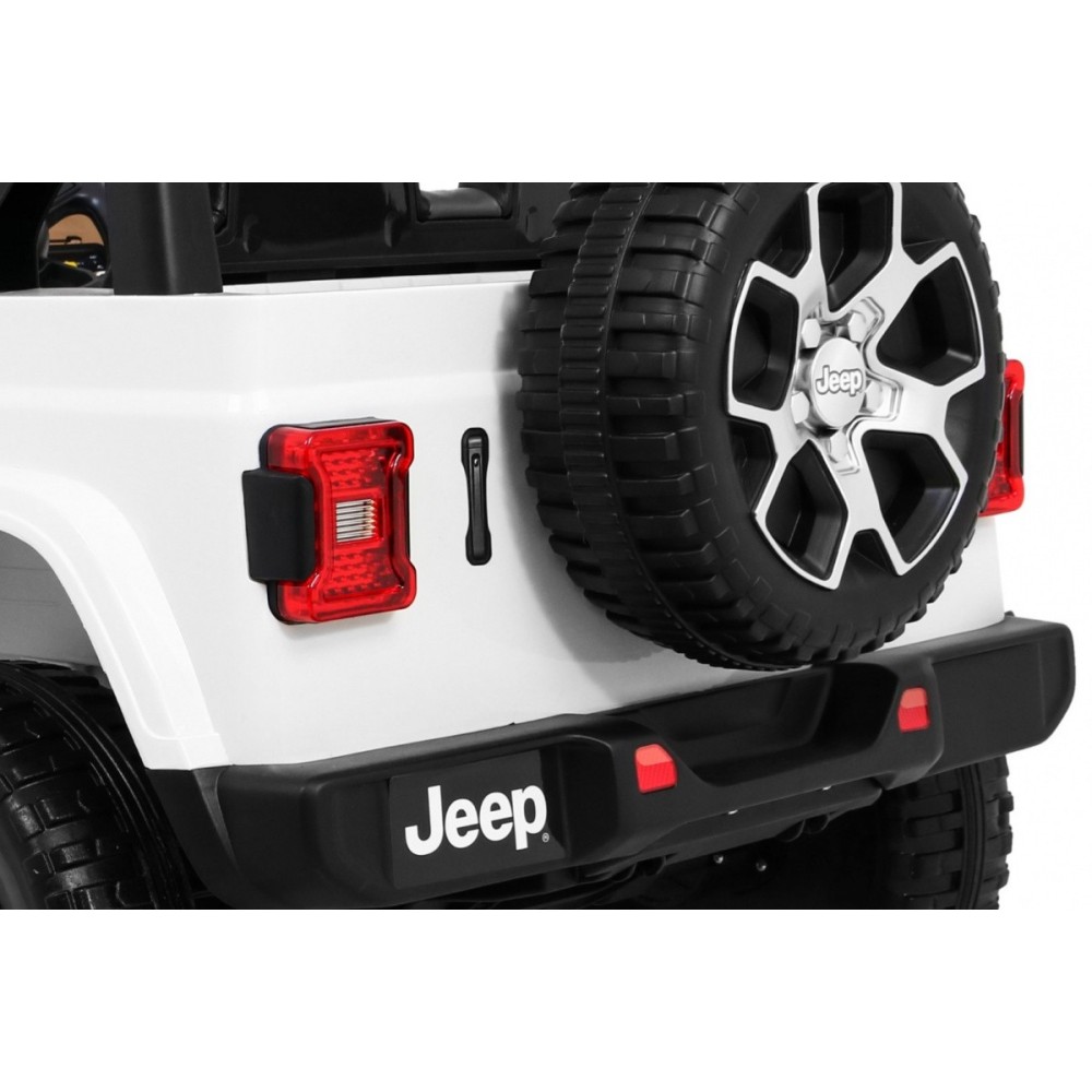 JOKO Elektrické autíčko JEEP Wrangler Rubicon 4x4, penové kolesá, kožené sedadlo, FM rádio, biele