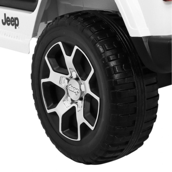 JOKO Elektrické autíčko JEEP Wrangler Rubicon 4x4, penové kolesá, kožené sedadlo, FM rádio, biele