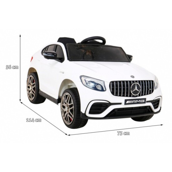 JOKO Elektrické autíčko Mercedes Benz GLC63S 4x4, penové kolesá, kožené sedadlo, biele