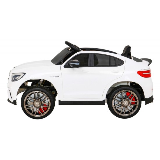 JOKO Elektrické autíčko Mercedes Benz GLC63S 4x4, penové kolesá, kožené sedadlo, biele
