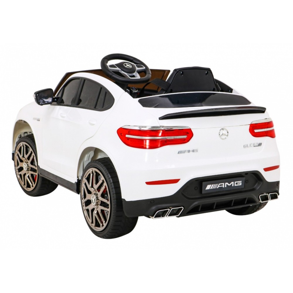 JOKO Elektrické autíčko Mercedes Benz GLC63S 4x4, penové kolesá, kožené sedadlo, biele