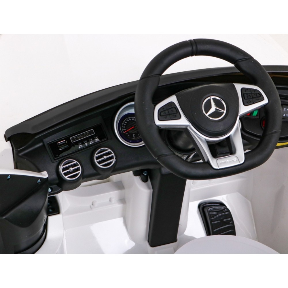 JOKO Elektrické autíčko Mercedes Benz GLC63S 4x4, penové kolesá, kožené sedadlo, biele
