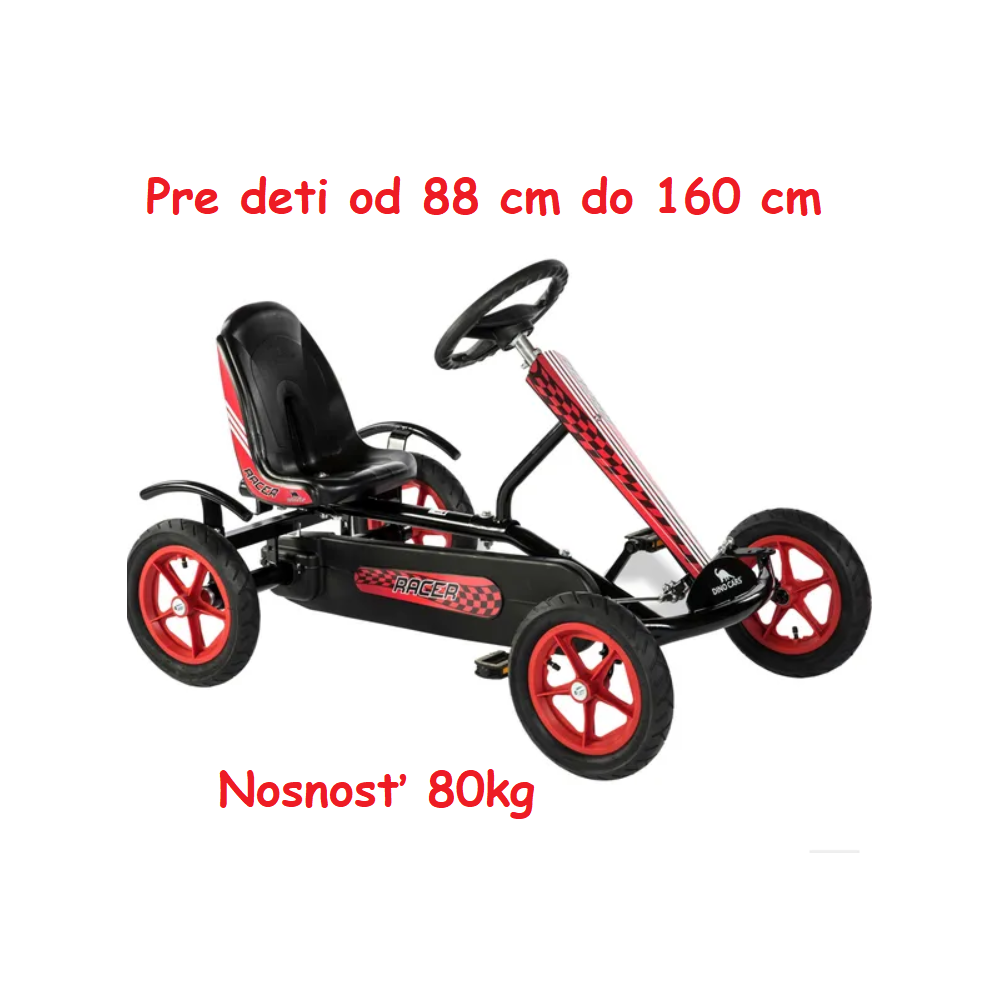 DINO Cars Šľapacia Motokára Speedy BF1, pre deti do 160 cm, nosnosť 80kg, červená