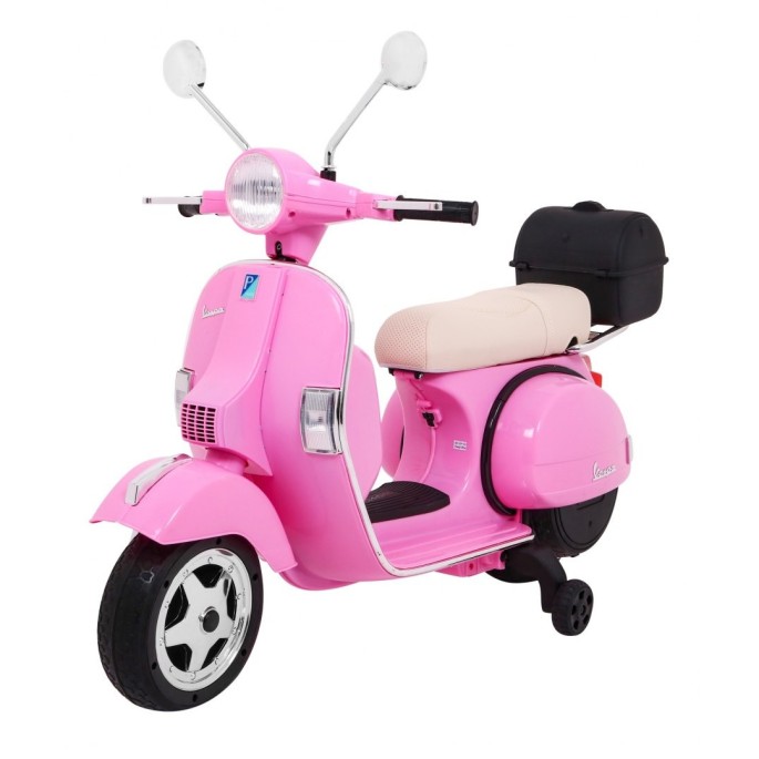 JOKO Elektrický skúter VESPA, penové kolesá, kožené sedadlo, ružový