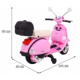 JOKO Elektrický skúter VESPA, penové kolesá, kožené sedadlo, ružový