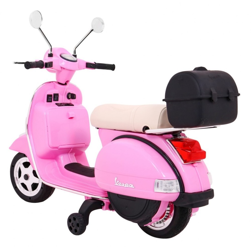 JOKO Elektrický skúter VESPA, penové kolesá, kožené sedadlo, ružový