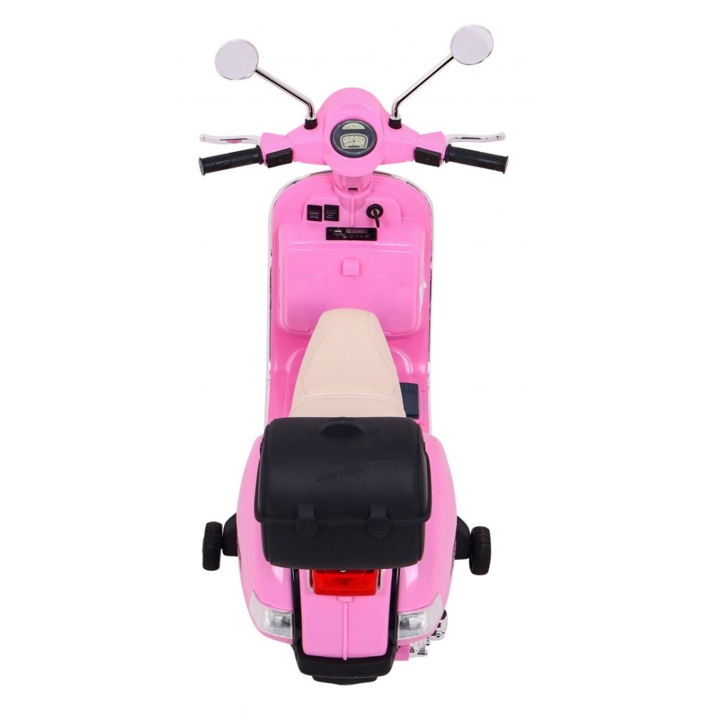 JOKO Elektrický skúter VESPA, penové kolesá, kožené sedadlo, ružový