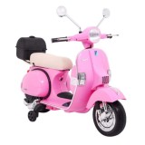JOKO Elektrický skúter VESPA, penové kolesá, kožené sedadlo, ružový