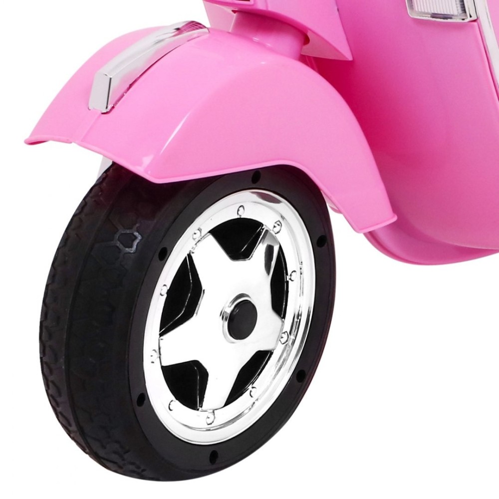 JOKO Elektrický skúter VESPA, penové kolesá, kožené sedadlo, ružový