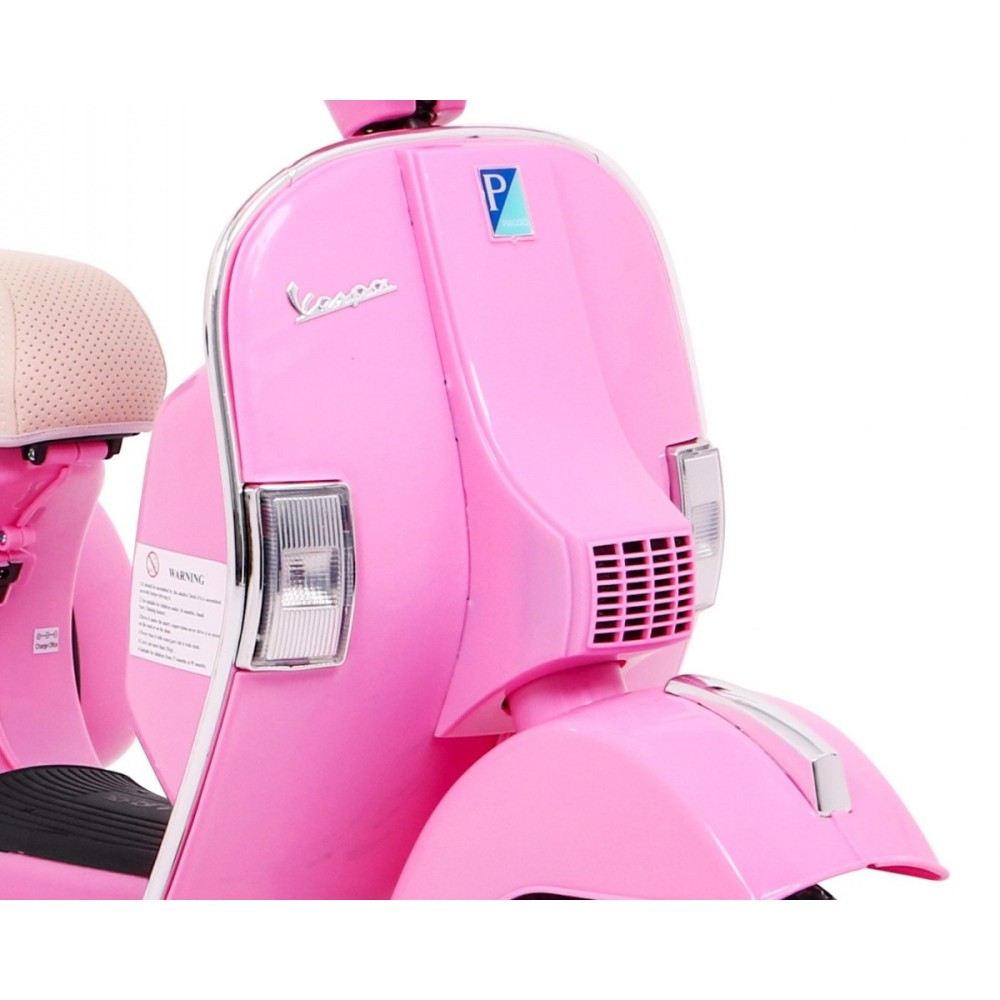 JOKO Elektrický skúter VESPA, penové kolesá, kožené sedadlo, ružový