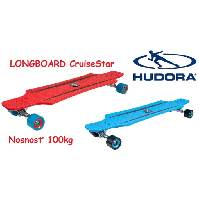 Hudora LONGBOARD CruiseStar skateboard 12813, nosnosť 100kg, červený
