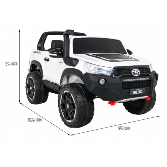JOKO Elektrické autíčko Toyota Hillux 4x4, penové kolesá, Dvojmiestne kožené sedadlo, FM rádio, nosnosť 50kg, otvárací kufor, bi