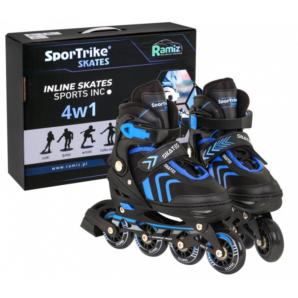 Sport Trike Detské koliekové korčule + korčule na ľad 4v1, nastaviteľné 29-33, modré