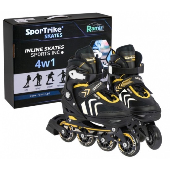 Sport Trike Detské koliekové korčule + korčule na ľad 4v1, nastaviteľné 34-38, žlté