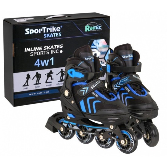 Sport Trike Detské koliekové korčule + korčule na ľad 4v1, nastaviteľné 39-43, modré