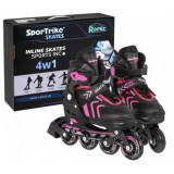 Sport Trike Detské koliekové korčule + korčule na ľad 4v1, nastaviteľné 39-43, ružové