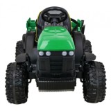 JOKO Elektrický Traktor s vlečkou, diaľkové ovládanie, penové kolesá, kožené sedadlo, Lopatka, zelený